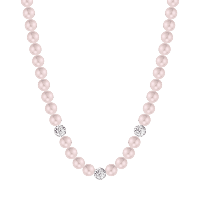 COLLIER DE PERLES BLANCHES POUR FEMME AVEC CRISTAUX BLANCS