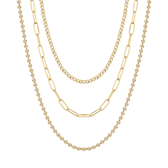 COLLIER FEMME EN ACIER DORÉ IP MULTI-SOUCHE