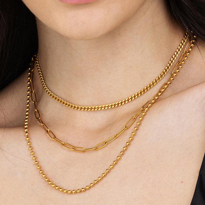 COLLIER FEMME EN ACIER DORÉ IP MULTI-SOUCHE