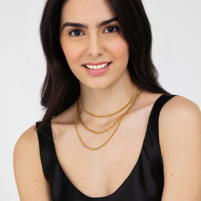 WOMEN'S MULTI-STRAIN IP GOLD STEEL NECKLACE