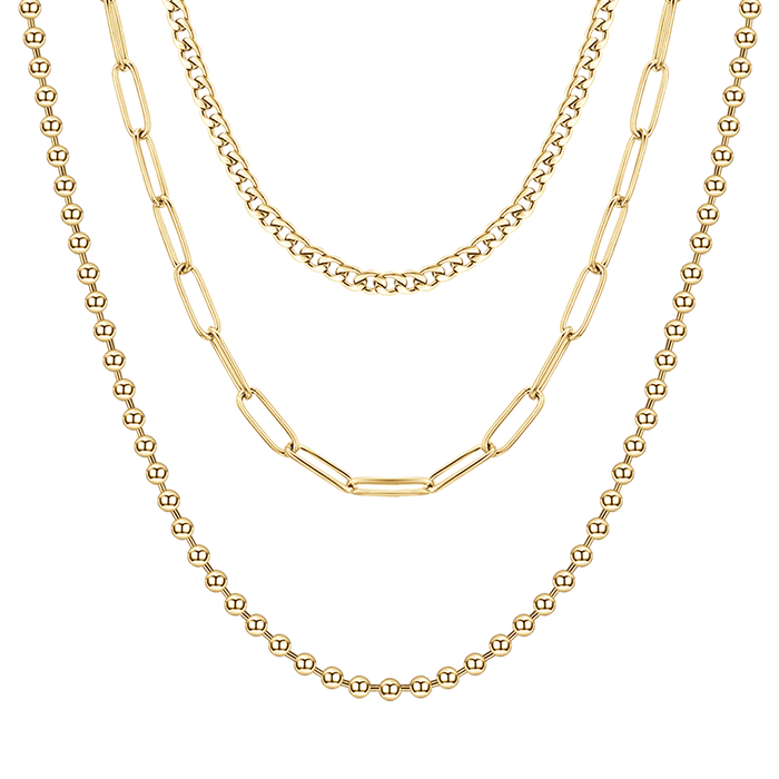 WOMEN'S MULTI-STRAIN IP GOLD STEEL NECKLACE