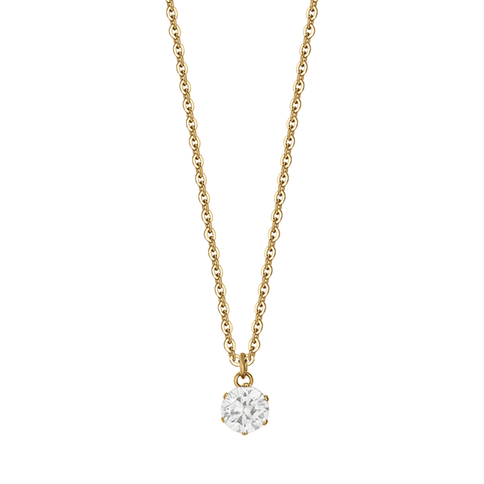 COLLIER FEMME EN ACIER DORÉ IP AVEC CRISTAL BLANC