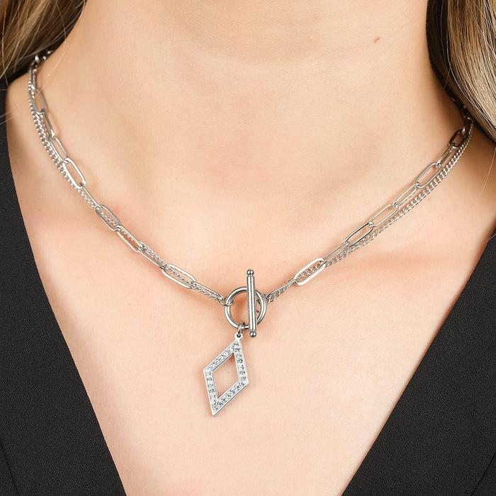 COLLIER FEMME EN ACIER AVEC CRISTAUX BLANCS