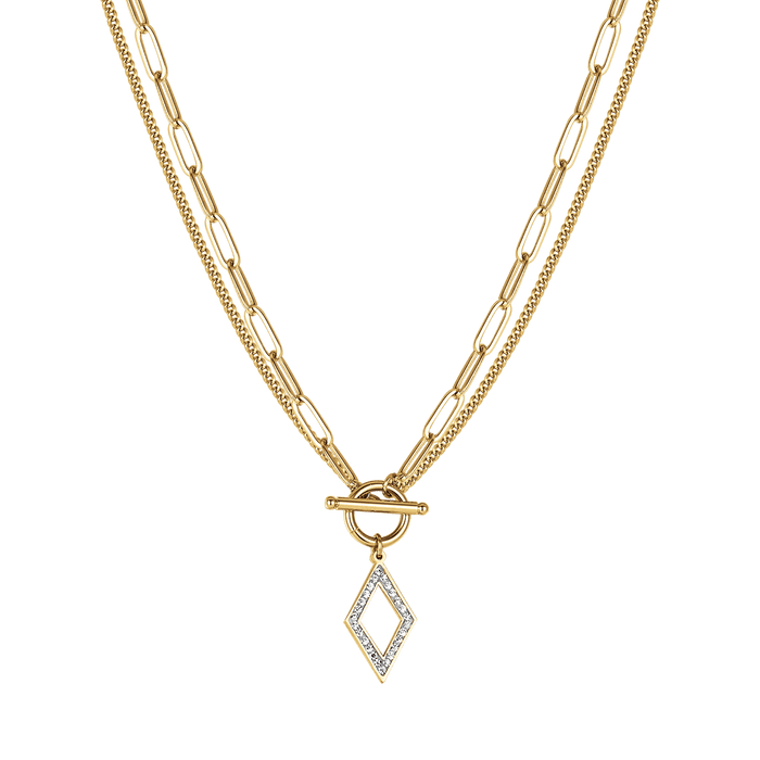 COLLIER FEMME EN ACIER AVEC CRISTAUX BLANCS