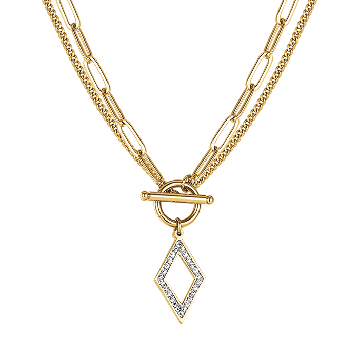 COLLIER FEMME EN ACIER AVEC CRISTAUX BLANCS