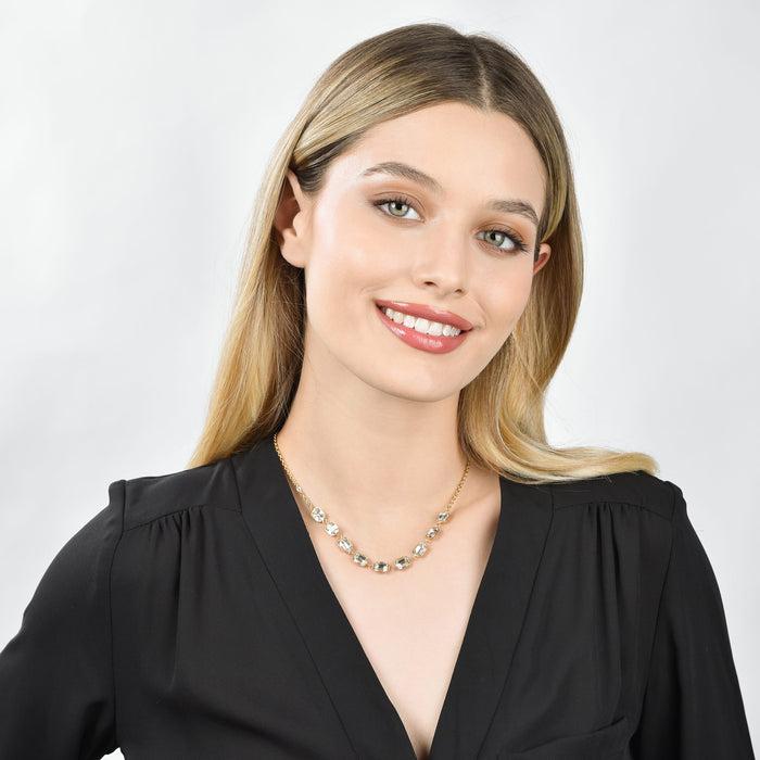 COLLIER FEMME EN ACIER DORÉ IP AVEC CRISTAUX BLANCS