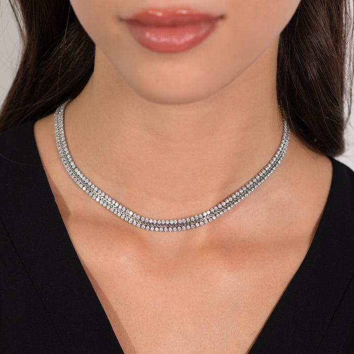 COLLIER DE TENNIS FEMME EN ACIER AVEC CRISTAUX BLANCS