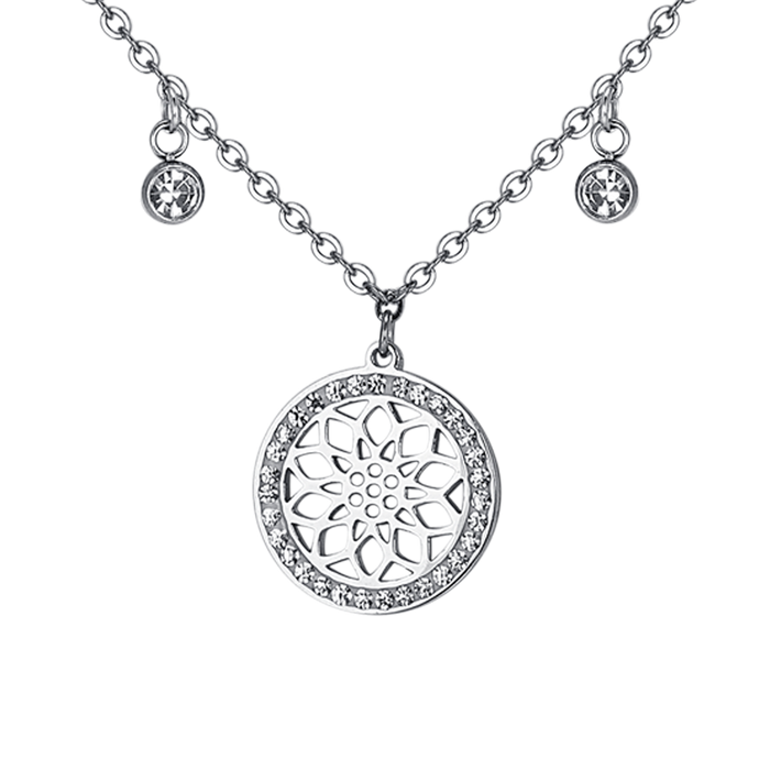 COLLIER FEMME EN ACIER FLEUR DE VIE
