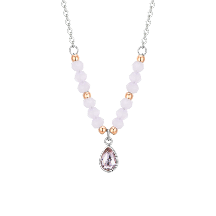 COLLIER FEMME EN ACIER AVEC AGATE ROSE