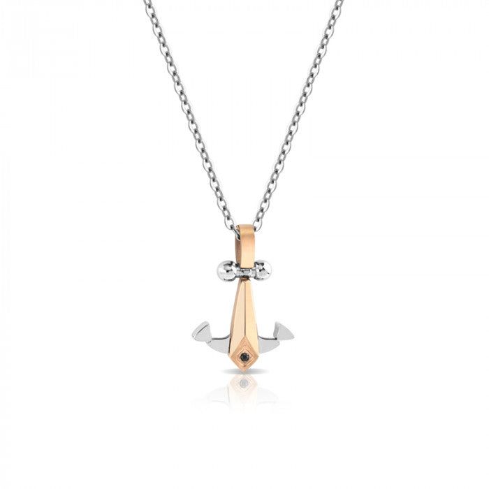 Two-tone anchor pendant choker br black 0.01