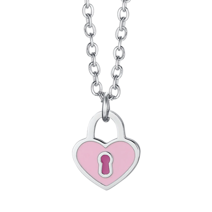 COLLIER EN ACIER POUR FILLE AVEC CADENAS EN FORME DE COEUR
