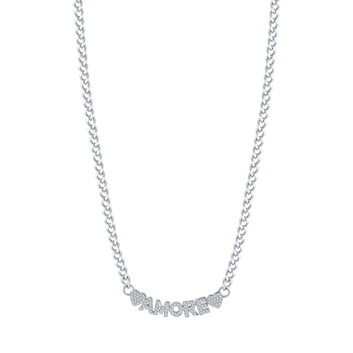 COLLIER FEMME EN ACIER LOVE AVEC CRISTAUX BLANCS