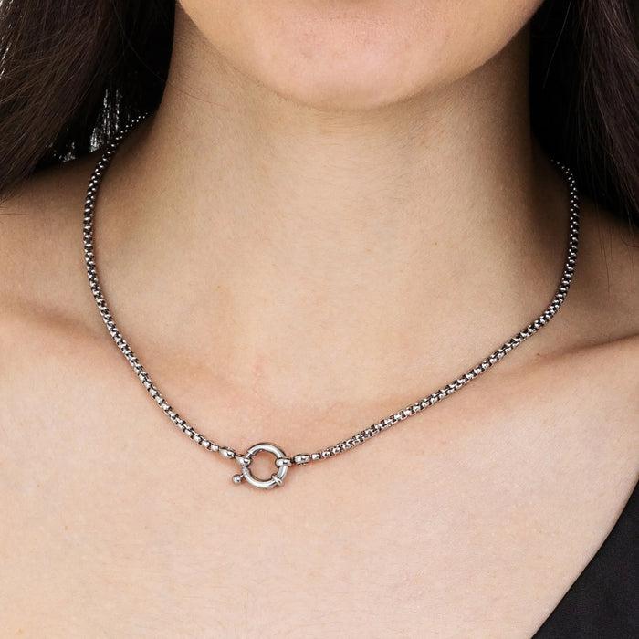 COLLIER EN ACIER POUR FEMME AVEC MOUSQUETON
