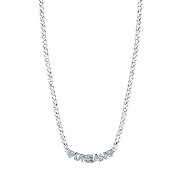 Collier femme Dream Steel avec cristaux blancs