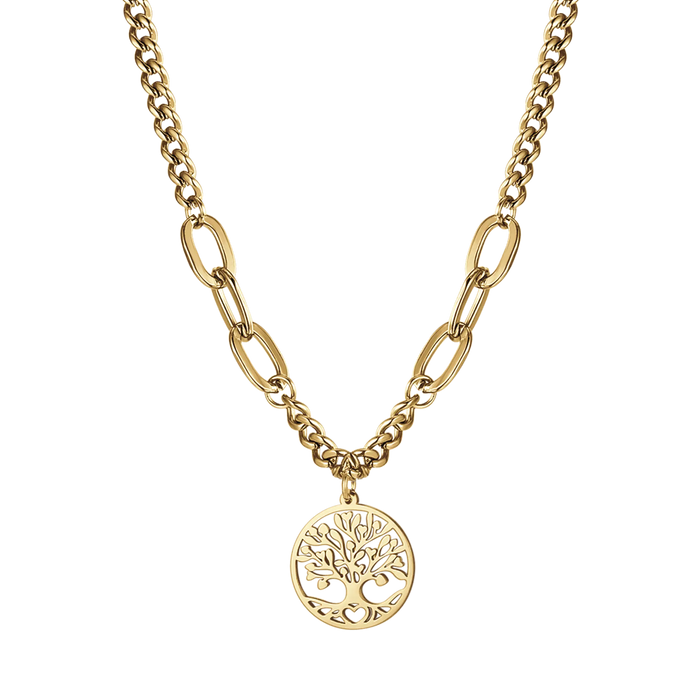 COLLIER FEMME EN ACIER IP DORÉ AVEC ARBRE DE VIE