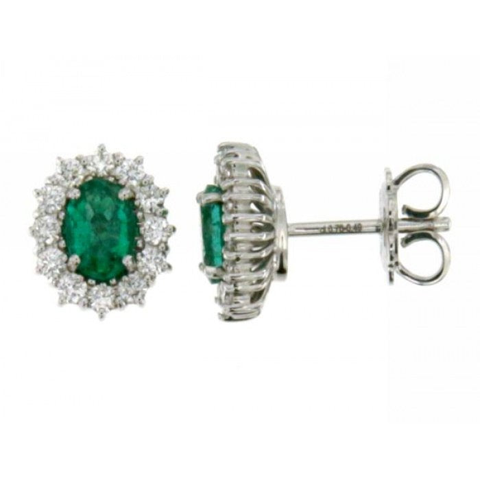 BOUCLES D'OREILLES ÉMERAUDE ET BR