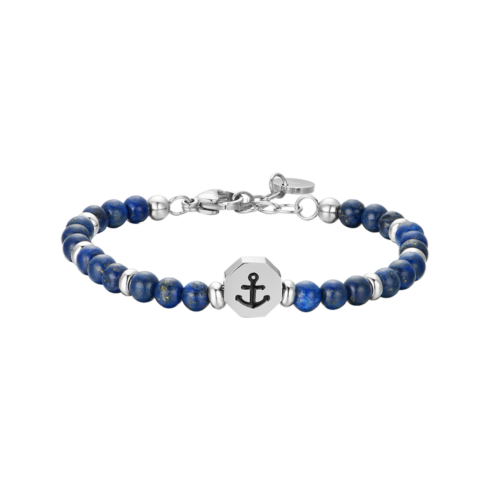 BRACELET ENFANT EN ACIER ANCRE AVEC PIERRES BLEUES