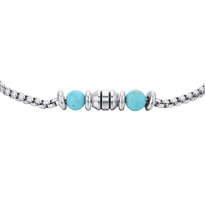 BRACELET ENFANT EN ACIER AVEC PIERRES TURQUOISES