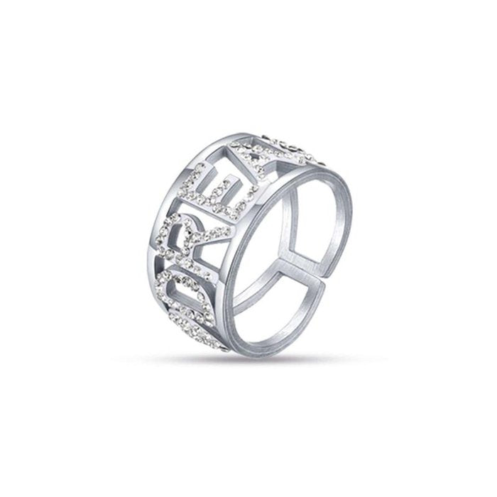 Bague Dream en acier avec cristaux blancs - taille S (taille 13)