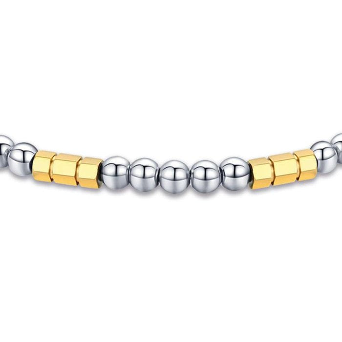 Bracelet en acier avec pierres en acier et éléments en acier doré IP