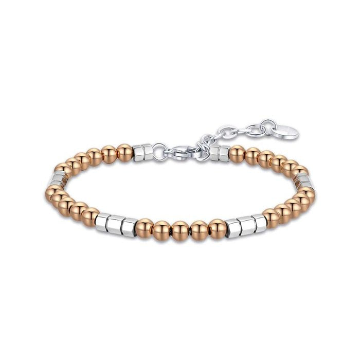 Bracelet en acier avec pierres en acier IP rose et éléments en acier