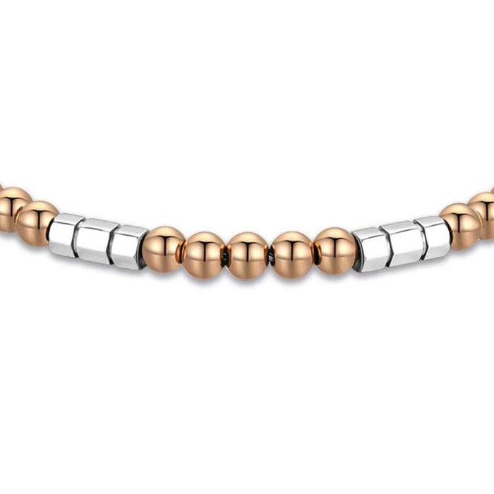 Bracelet en acier avec pierres en acier IP rose et éléments en acier