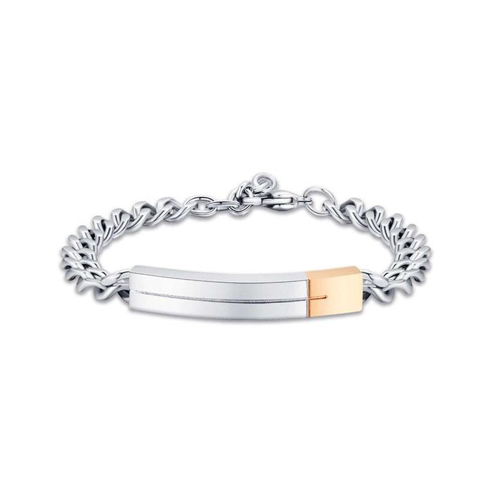 Bracelet en acier avec élément en acier or rose