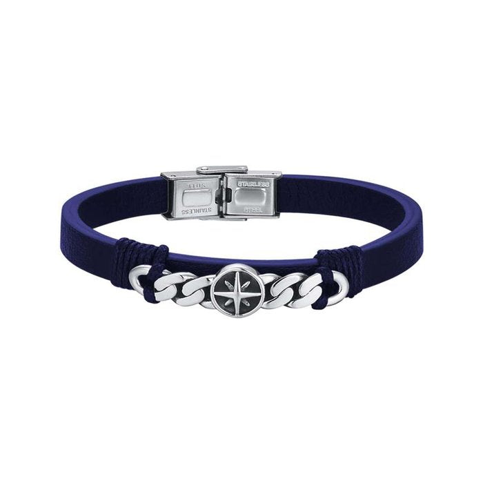 Steel bracelet with compass rose