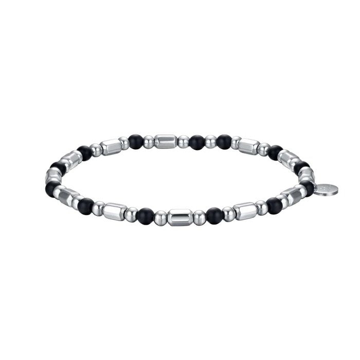 Steel bracelet with black elements