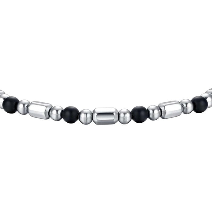 Steel bracelet with black elements