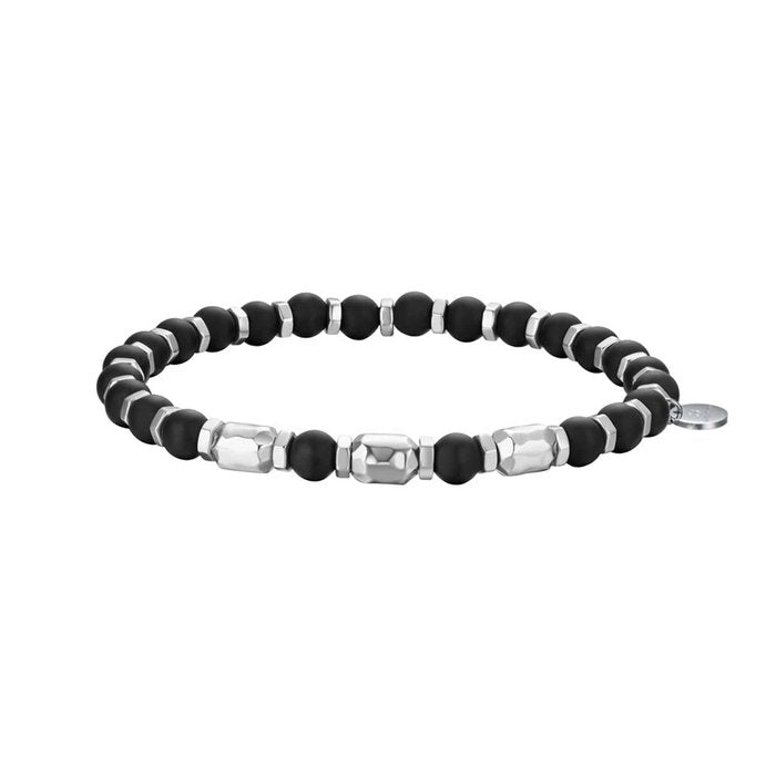 Steel bracelet with black stones