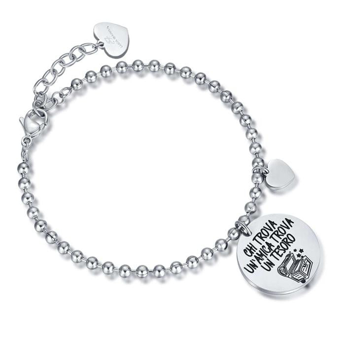 Bracciale In Acciaio Con Frase Chi Trova Un'amica Trova Un Tesoro