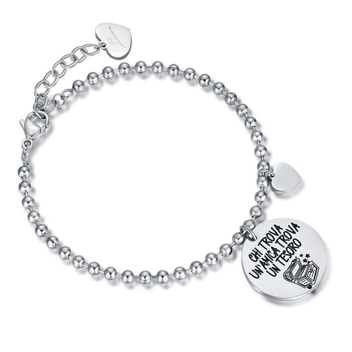 Bracciale In Acciaio Con Frase Chi Trova Un'amica Trova Un Tesoro