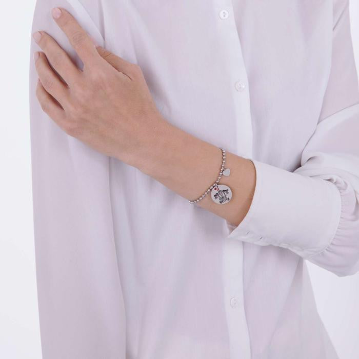 Bracelet en acier avec phrase « Merci professeur »