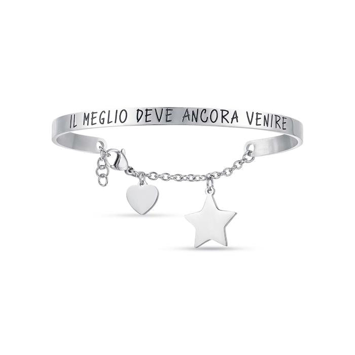 Bracelet en acier avec le meilleur à venir écrit