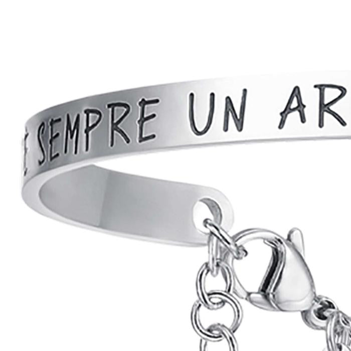 Steel Bracelet With Writing There's Always A Rainbow After The Storm
