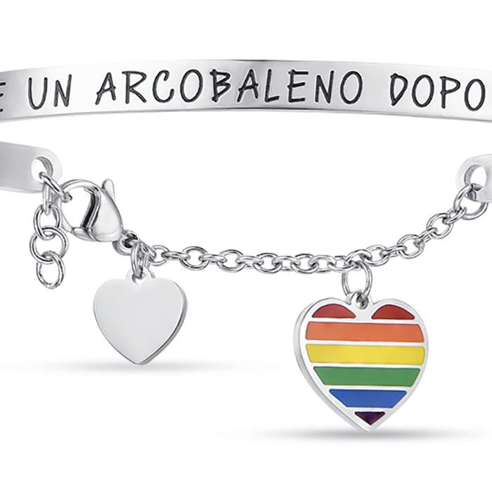 Steel Bracelet With Writing There's Always A Rainbow After The Storm