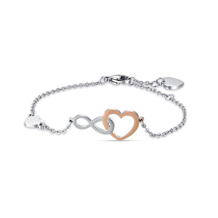 Bracelet en acier avec coeurs et infini