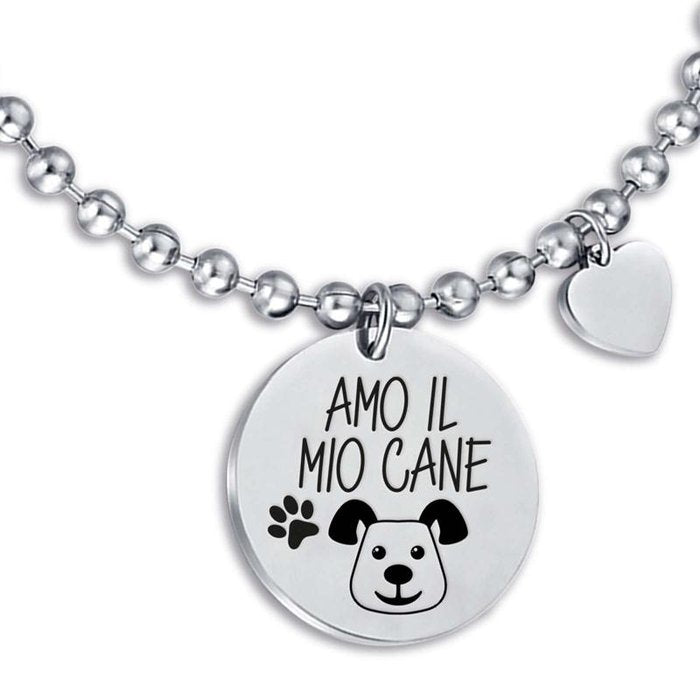Bracelet en acier J'aime mon chien