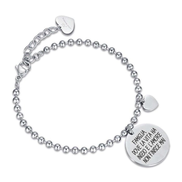 Bracelet en acier famille où la vie commence et l'amour ne finit jamais