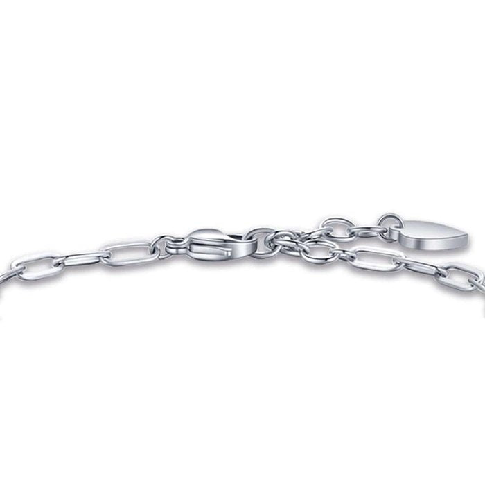 Bracciale in acciaio con 13 ferro di cavallo e corno
