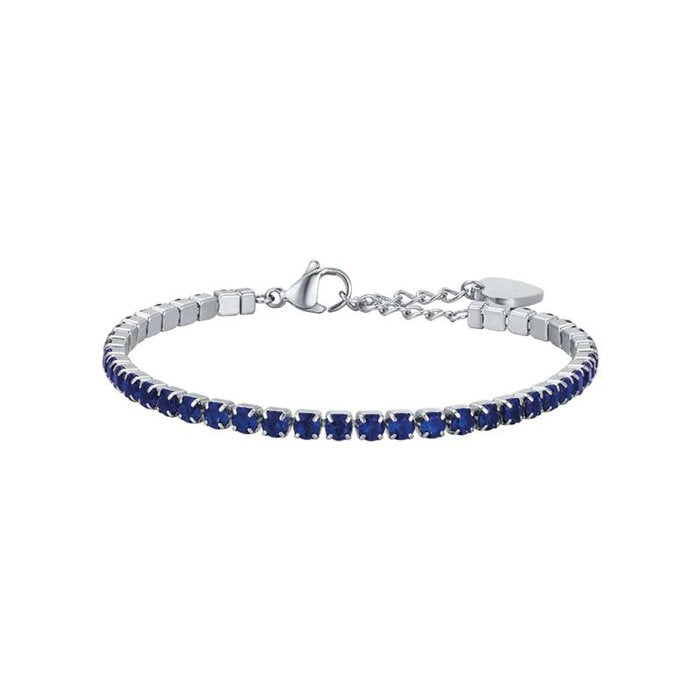 Bracelet tennis en acier avec cristaux bleus