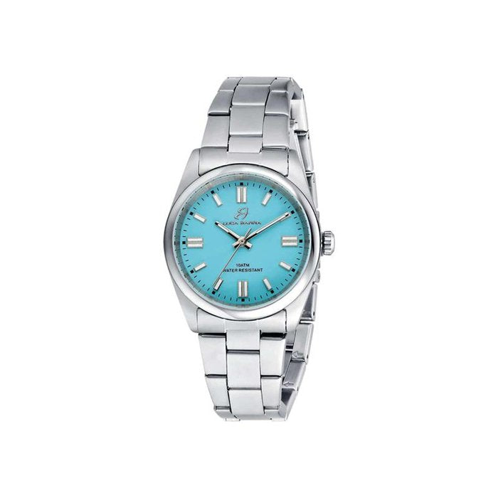 Steel watch with blue dial
