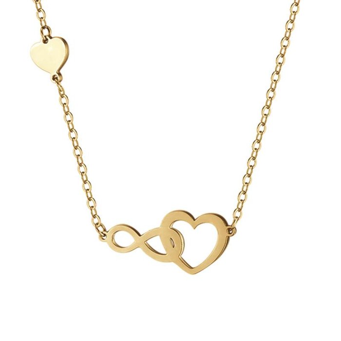 Collana in acciaio ip gold con cuore ed infinito
