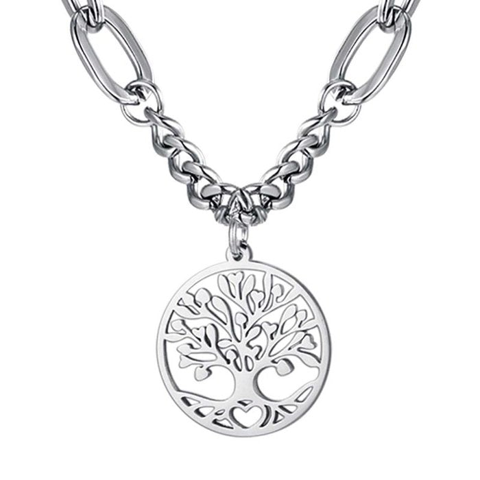 Collier en acier avec arbre de vie
