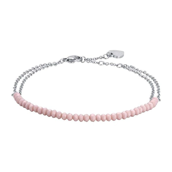 Bracelet de cheville en acier avec cristaux lilas