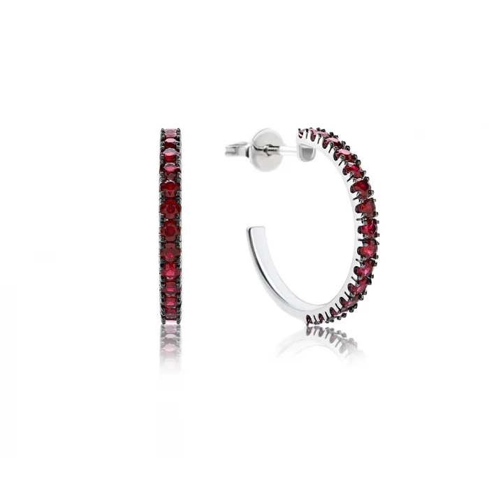 Boucles d'oreilles créoles en or 18 carats et rubis TuttiFrutti