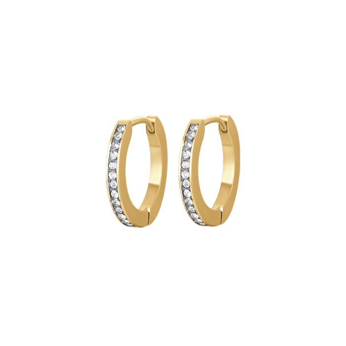 ORECCHINI DONNA IN ACCIAIO IP GOLD CON CRISTALLI BIANCHI