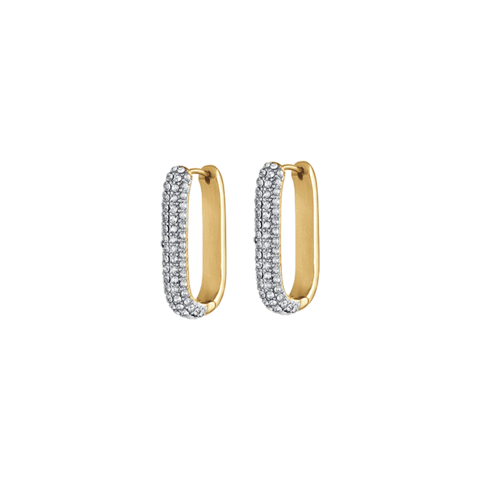 ORECCHINI DONNA IN ACCIAIO IP GOLD CON CRISTALLI BIANCHI