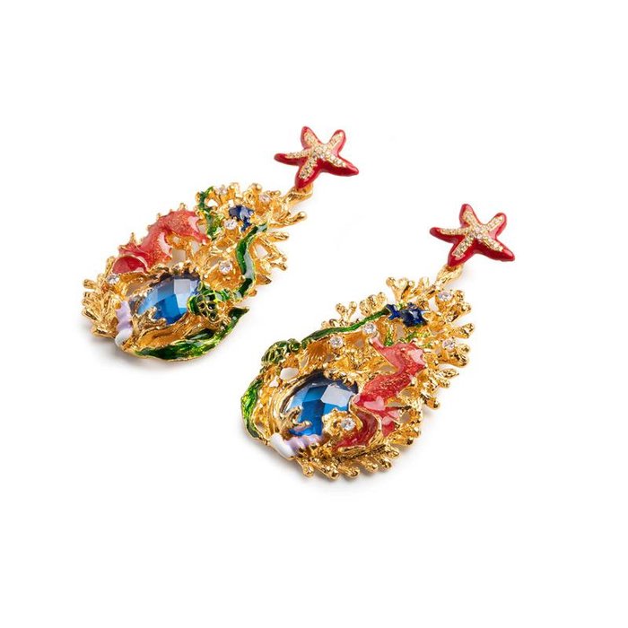 Boucles d'oreilles en eau siamite bleue